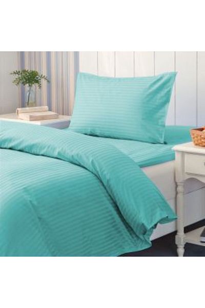 HomePuls Lenjerie cu elastic la cearsaf pat Damasc Policoton dunga 1 cm, Turcoaz Deschis
