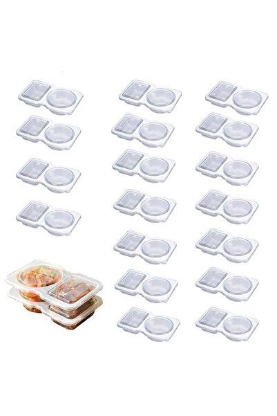 Generic Labymos 20PCS Double Compartment Condiment Containers with Lids Reusable Plastic Sauce Containers f