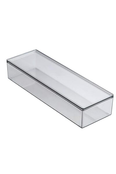 Generic AIYoo Transparent Flatware Tray Kitchen Drawer Organizer with Lid - Plastic Kitchen Cutlery Tray an