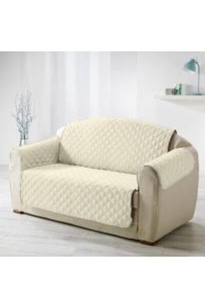 Ralex Husa canapea 3 locuri tip cuvertura matlasata 190 x 177 cm cu laterale, reversibila, Alb Unt