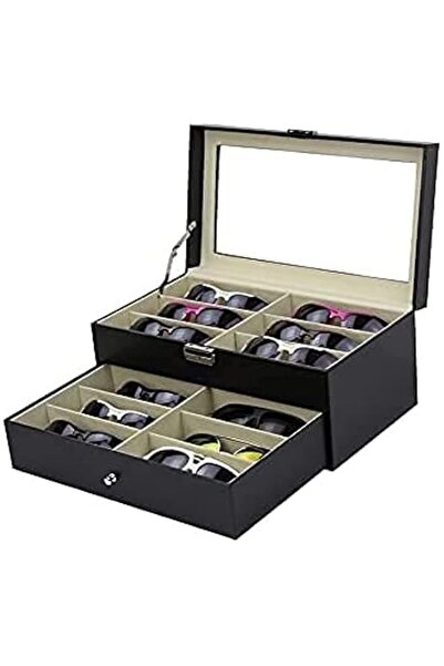 Generic هوماركت، 12 فتحة لتخزين النظارات الشمسية، نظارات من جلد البولي يوريثا...