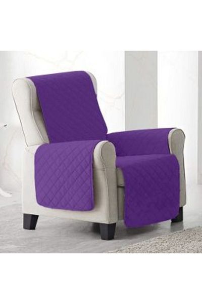 Ralex Armchair Cover Quilted, Reversible, 60 x 177 cm, with Side Panels, Purple