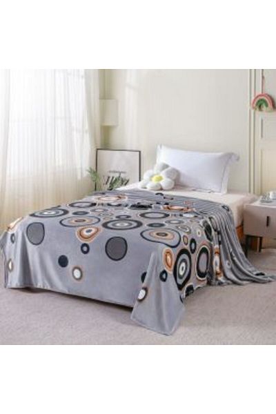 Ralex Cocolino Printed Blanket 200 x 230 cm, Gray with Circles
