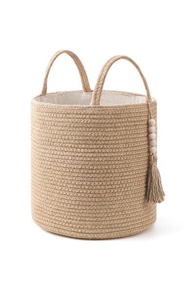 Generic Mkono Woven Storage Basket Decorative Natural Rope Basket Wooden Bead...