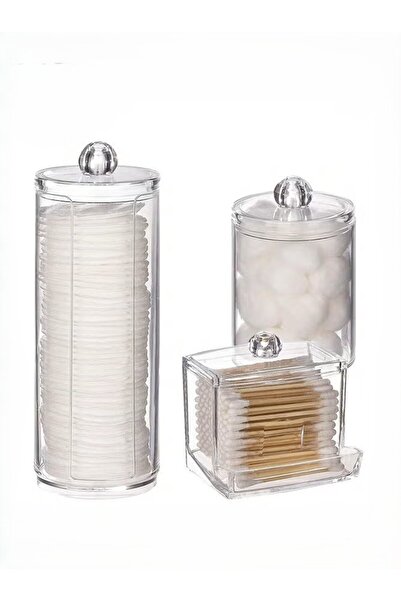 KHAJUL مجموعة منظم مكياج من 3 قطع، حاملات أعواد قطنية لطاولة الزينة للتخزين والفرز في الحمام