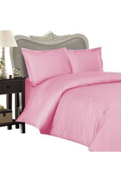 HomePuls Double bedding set with 2 duvet covers 140 x 220 cm Polycotton Damask stripe 1 cm, bed sheet 230 x 2