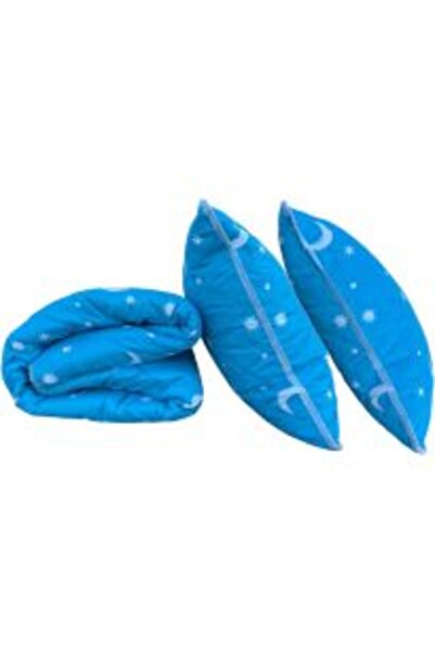 Ralex Pachet Pilota matlasata 180 x 200 cm si 2 perne 50 x 70 cm, model Luna si Stele, Albastru