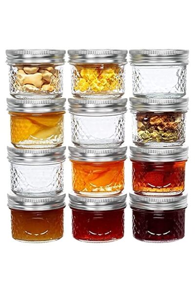 Generic KASTWAVE 4 Oz Mason Jars Glass Mini Canning Jelly Jars with Airtight Regular Mouth Lids & Band, Qui