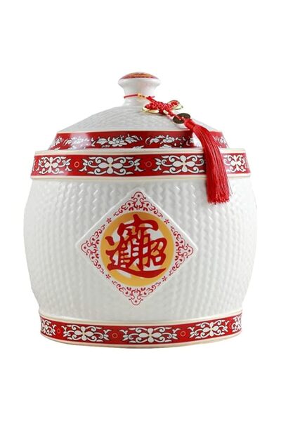 Generic Rice Dispenser Large Capacity Ceramic Sealed Storage Tank Airtight Rice Bucket Grain Storage Bin Ce