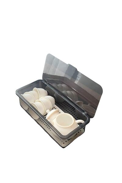 Generic Tazweeq Transparent Tea Storage Box, Desktop Dustproof with Lid, Put Kung Fu Tea Cups Fitted, Tea B