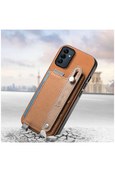 Zebana Samsung Galaxy A17 Compatible Case 2in1 Best Leather Case with Card Holder Brown