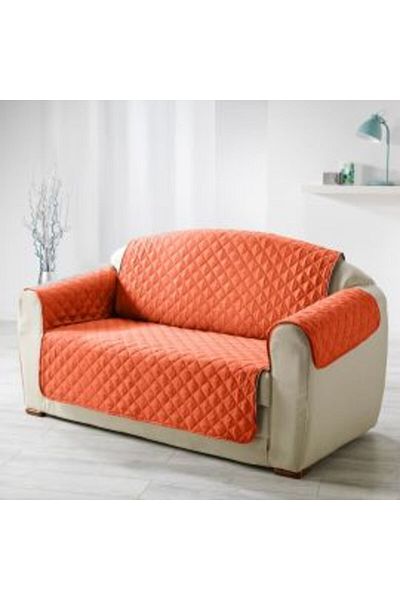 Ralex Husa canapea 2 locuri tip cuvertura matlasata 130 x 205 cm cu laterale, reversibila, Rosu Corai