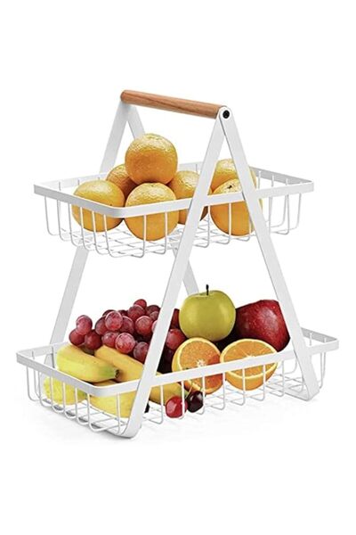 Generic 2 Tier Fruit Basket, Kitchen Storage Shelf, Metal Wire Basket Organizer for Kitchen, Pantry, Bathro