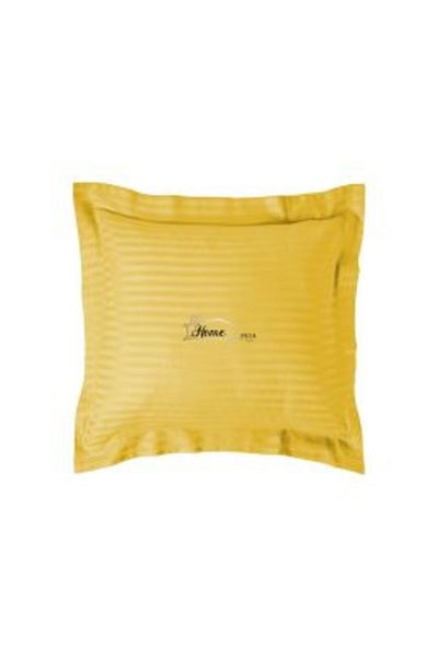 HomePuls Pillowcase Damask Polycotton Stripe 1 cm, 40 x 40 cm and Hem with 3.5 cm Border, Yellow