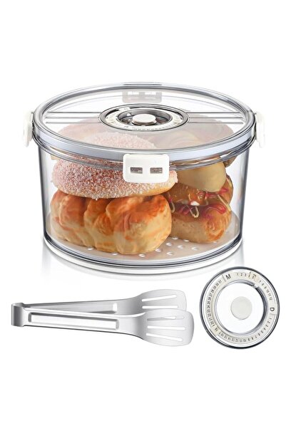 Generic صندوق خبز محكم الإغلاق مع ملقط خبز من الفولاذ المقاوم للصدأ، وحاوية ت...