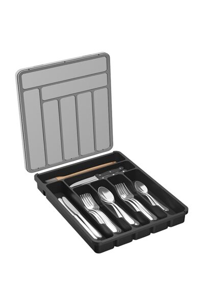 Generic Lifewit Silverware Organizer with Lid, Covered Utensil Tray for Kitchen Drawer and Countertop, Plas