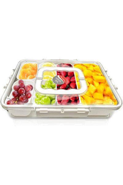 Generic Multi-Compartment Plastic Snack Box – Dry Food Storage Container with Lid | Fridge Organizer for Sn