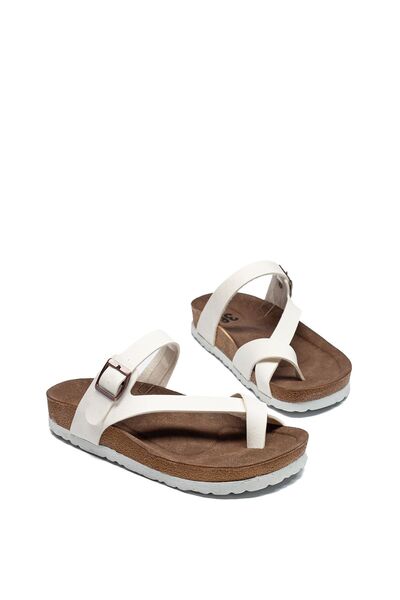 Raynok Women's Stone Buckle Comfortable Fit Slippers Orthopedic Walking Slippers White