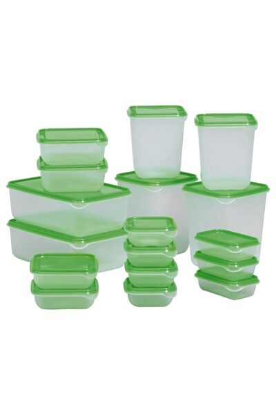 Generic حافظة طعام إيكيا بروتا 601.496.73، مجموعة من 17 قطعة، خضراء