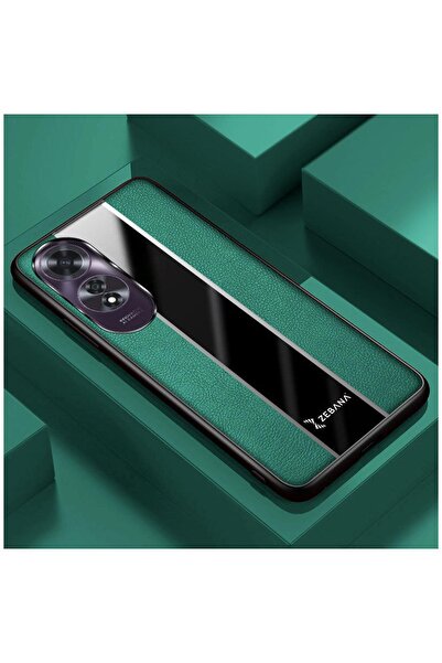 Zebana حافظة متوافقة مع هاتف اوبو A60 مصنوعة من الجلد الفاخر باللون الأخضر