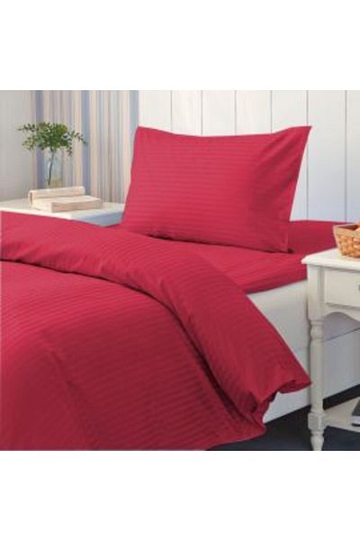 HomePuls Lenjerie de pat cu elastic Damasc, Polibumbac, Roșu Persan
