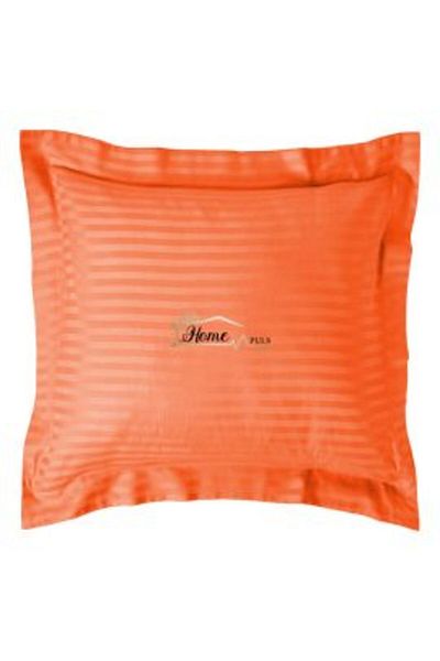 HomePuls Damask Polycotton Pillowcase 1 cm stripe, 70 x 70 cm with 3.5 cm border, Coral Red