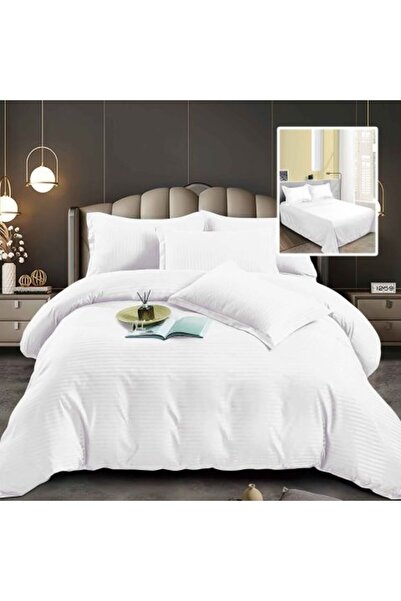 Ralex Double Bed Linen Set 6 Pieces Damask Polycotton, Sheet 230x250 cm, Duvet Cover 200x230 cm, Pillowcas