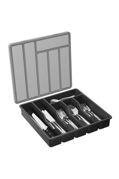 Generic Lifewit Silverware Organizer with Lid, Covered Utensil Tray for Kitchen Drawer and Countertop, Plas