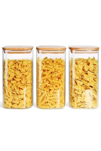 Generic Glass Storage jar container with Lid For Kitchen, Airtight Glass Storage Canister, Clear Food Stora