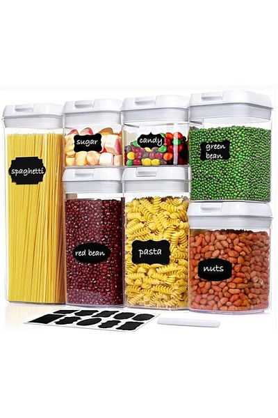 Generic U-HOOME Airtight Food Storage Container Set - 7 PC Set - Labels & Marker - Kitchen & Pantry Organiz