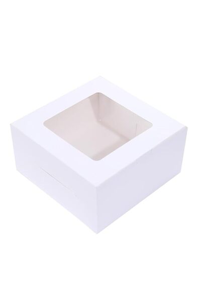 Generic Red Dot Gift REDDOTGIFT Bakery Boxes with Clear Window (Pack of 12) - 25 * 25 * 12.5cm Flat DIY Kra