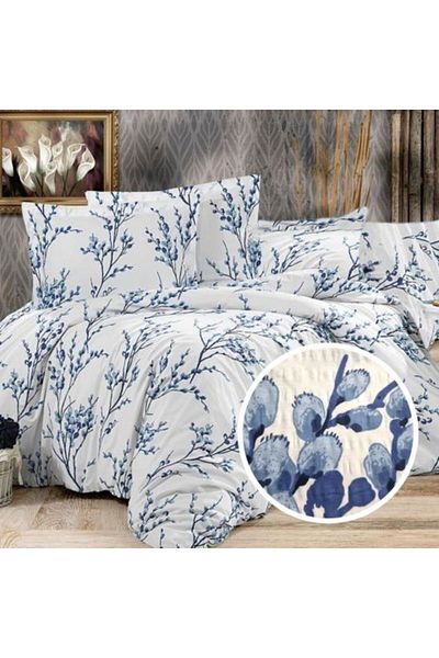 Ralex Double Bed Extra Large Bedding Set Creponata 100% Cotton, Bed Sheet 240 x 260 cm, Duvet Cover 200 x
