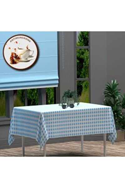 Ralex Stain-Resistant Tablecloth 100% Cotton 120 x 160 cm, Blue Checkered