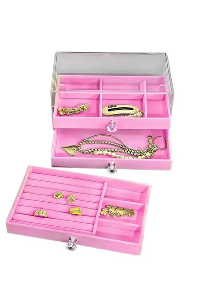 Generic منظم مجوهرات للنساء والفتيات، صندوق مجوهرات سفر مكون من 3 طبقات مع صي...