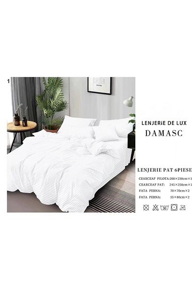 FIONNA.RO Damask Bed Linen 6 Pieces - White