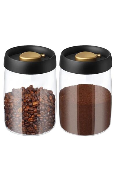 Generic NimbusNote Vacuum Coffee Canister Storage Glass Jars With Airtight Lids 40oz 2pcs Food Container Se