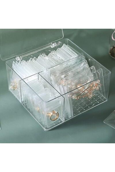 Generic صندوق تخزين مجوهرات شفاف من خزنة، صندوق منظم أدراج من الأكريليك الشفا...