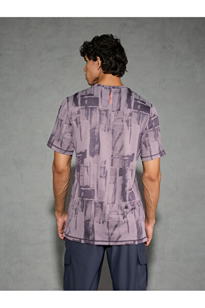 Technosport By Styli Purple Jacquard Slim Fit Crew Neck T-Shirt