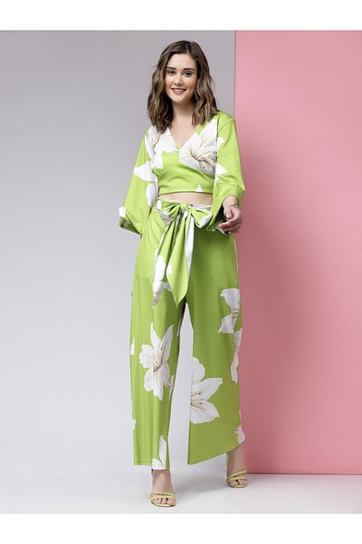 Kassually By Styli All-Over Floral Print Crop Top and Palazzo Co-Ords