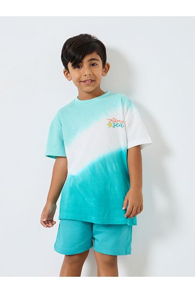 Styli Boys Tie and Dye Print Oversized T-Shirt and Shorts Set