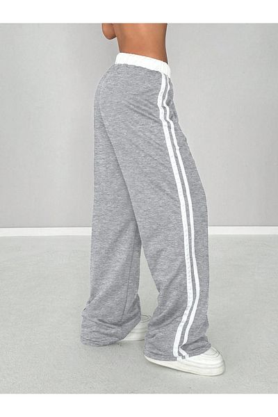 Styli Women Grey Side Striped Drawstring Waist Joggers