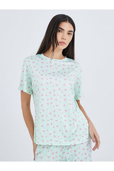 Styli Cherry Print Short Sleeve T-Shirt and Pyjama Set