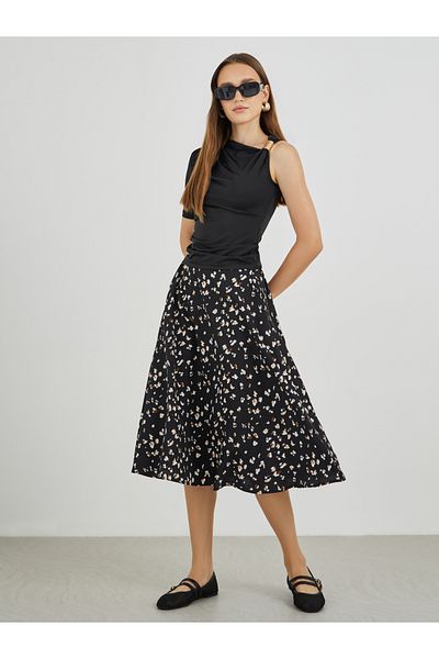 Styli All-Over Printed A-Line Midi Skirt