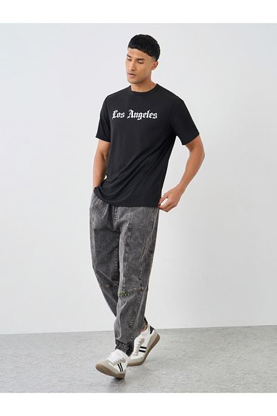 Styli Slogan Print Round Neck Regular Fit T-Shirt