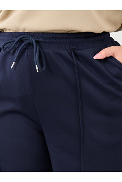 Styli Plus Wide Leg Joggers with Pintuck Detail