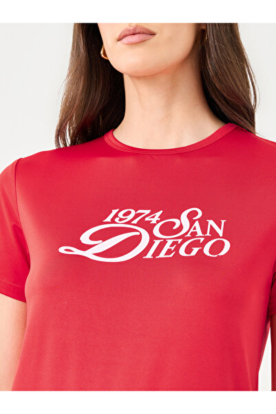 Styli Red Slogan Print Regular Fit T-Shirt