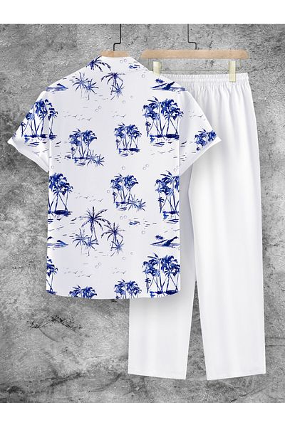 Styli Graphic Print Button Up Shirt and Pants Co-Ords