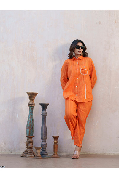 DW By Styli Striped Spread Collar Shirt and Trousers Co-Ords Set