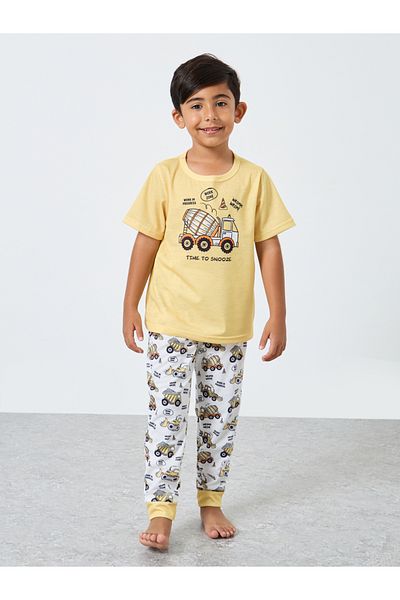 Styli Truck Graphic T-Shirt and Cuffed Pyjama Set