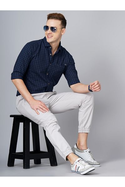 British Club By Styli Checked Slim Fit Spread Collar Shirt